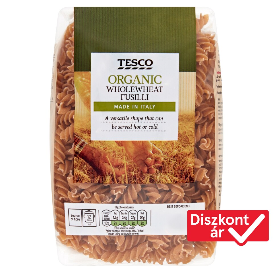 Tesco Organic Wholewheat Fusilli 500 g