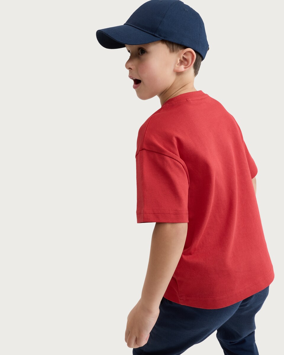 image 1 of F&F Boys Pure Cotton Cymru Dragon Print T-Shirt in Red