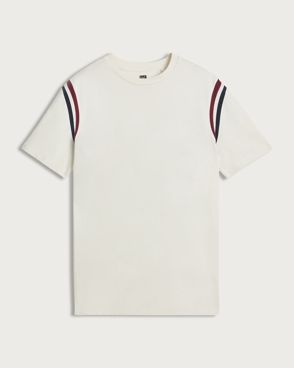 image 1 of F&F Pure Cotton Colour Block Short Sleeved T-Shirt in Cream