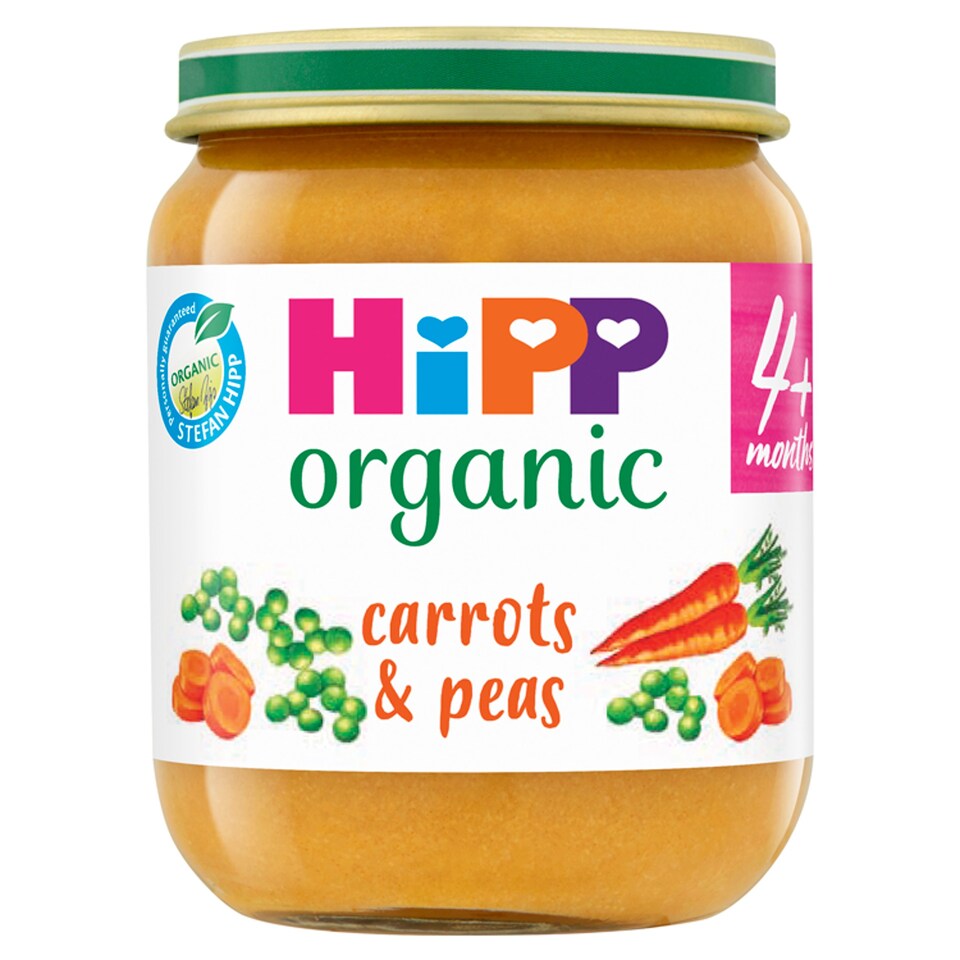 Hipp Organic Carrot & Peas Baby Food 4+ Month 125G Tesco Groceries