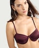 image 2 of F&F High Shine Ruched Wired Bikini Top in Burgundy