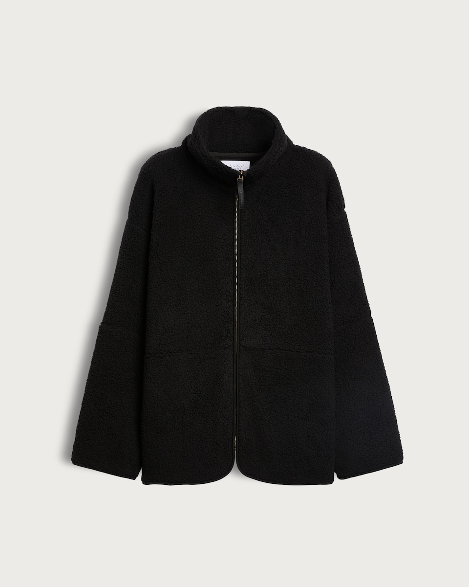 image 1 of F&F Fleece Zip Up Pyjama Jacket in Black