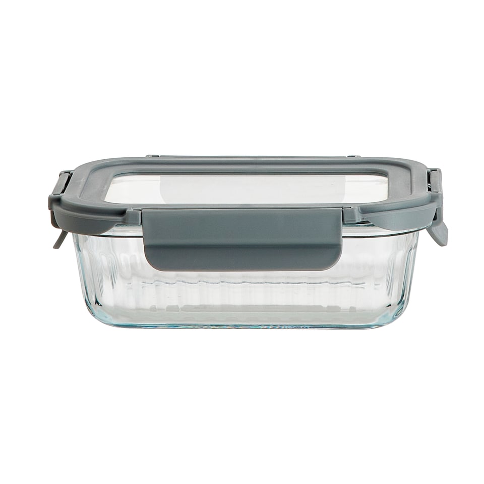Go Cook Glass Ribbed Rectangle Food Storage 600ml 