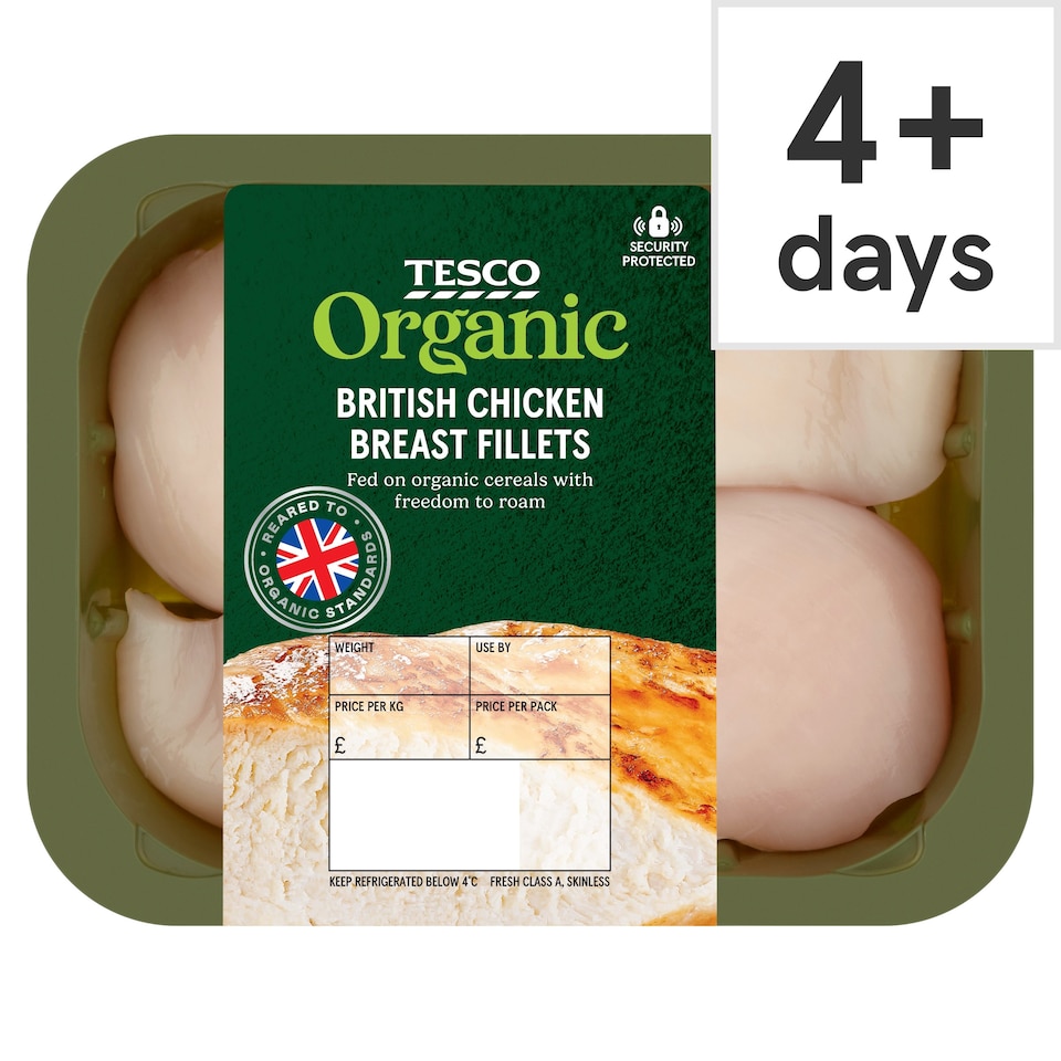 Tesco Organic 2 Chicken Fillets 250-500G