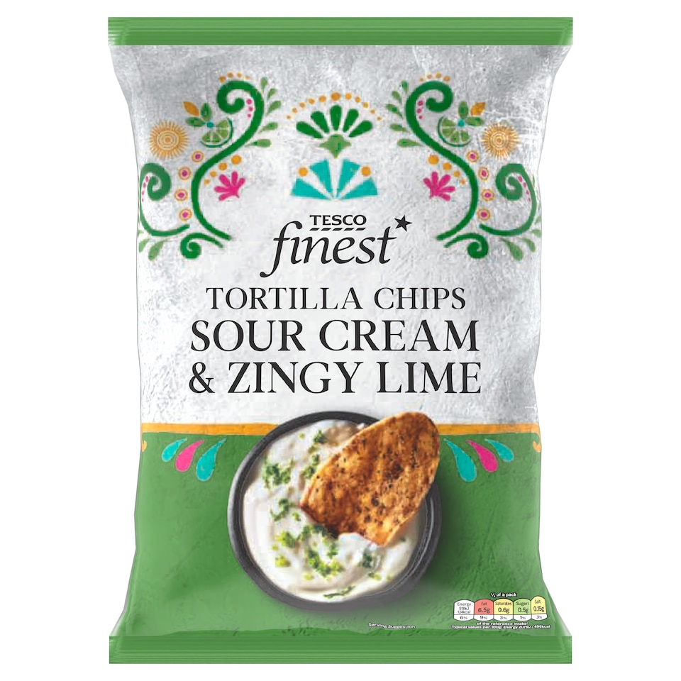 Tesco Finest Tortilla Chips - Sour Cream & Zingy Lime 150g