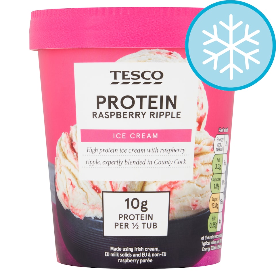 Tesco Protein Raspberry Ripple Ice Cream 500ml