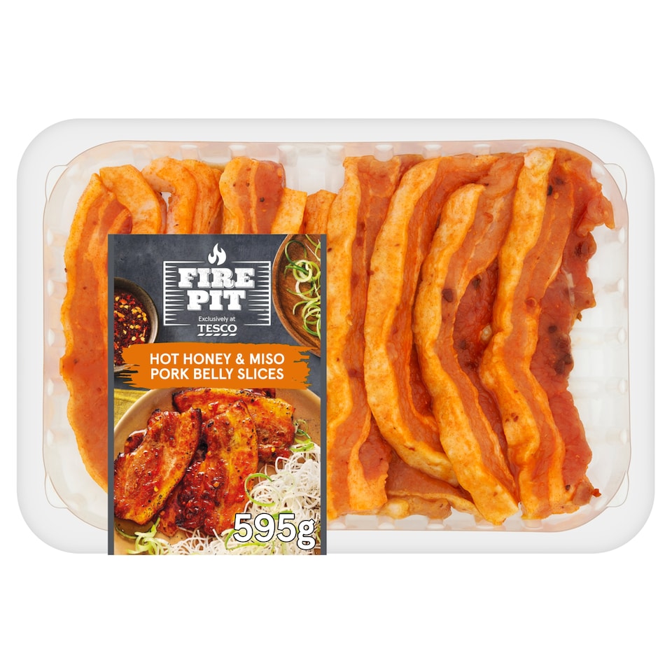 Tesco Fire Pit Hot Honey & Miso Pork Belly Slices 400G