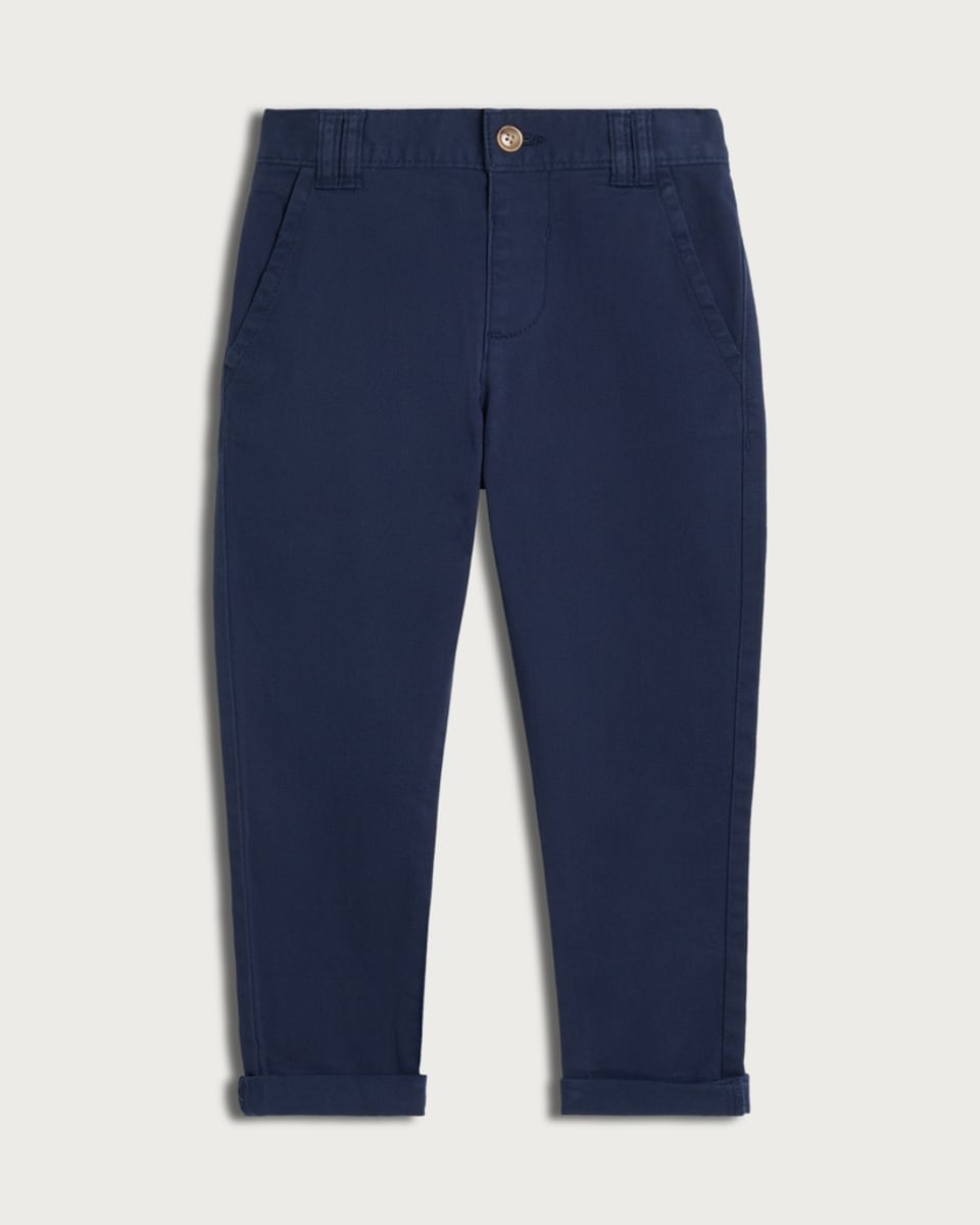 image 1 of F&F Boys Cotton Rich Chino Trousers in Navy