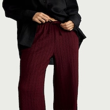 F&F Textured Wide Leg Trousers in Burgundy