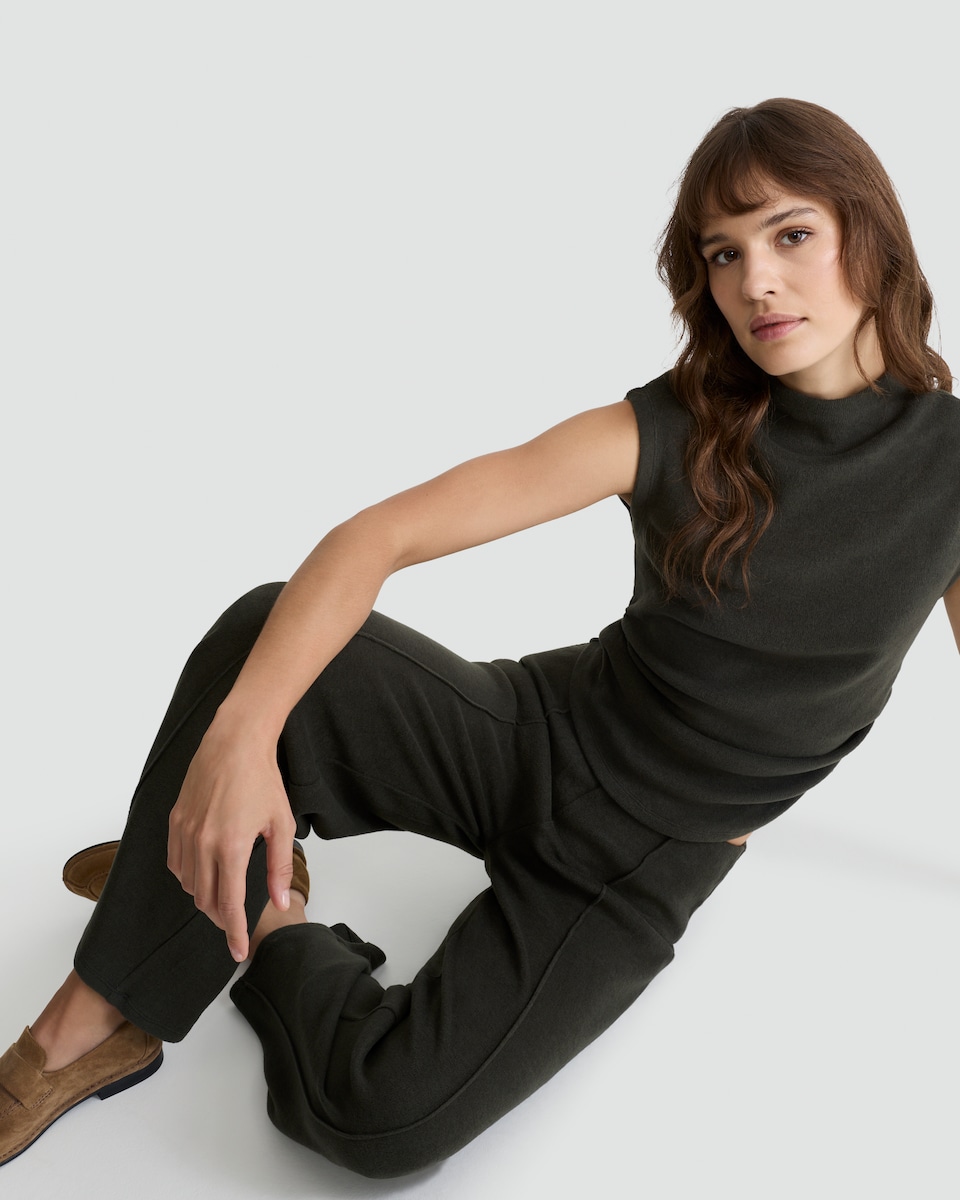 image 1 of F&F High Neck Ruched Side Vest in Olive