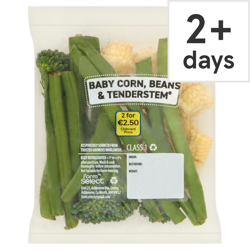 Farm Select Baby corn, Beans & Tenderstem 90g
