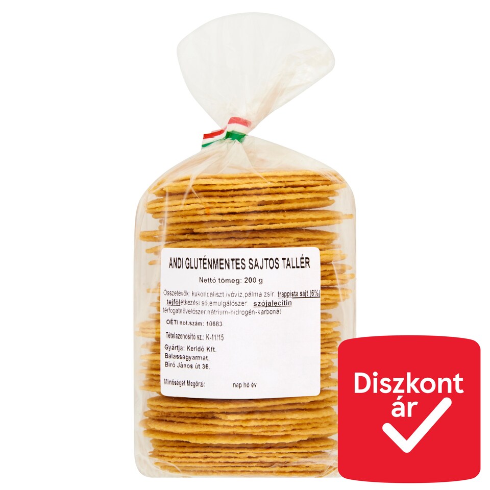 Andi gluténmentes sajtos tallér 200 g