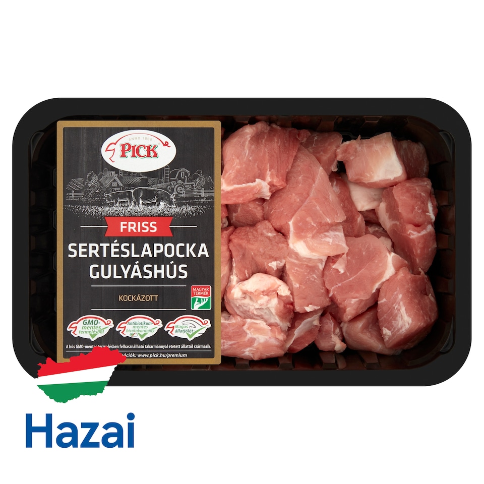 PICK friss kockázott sertéslapocka gulyáshús