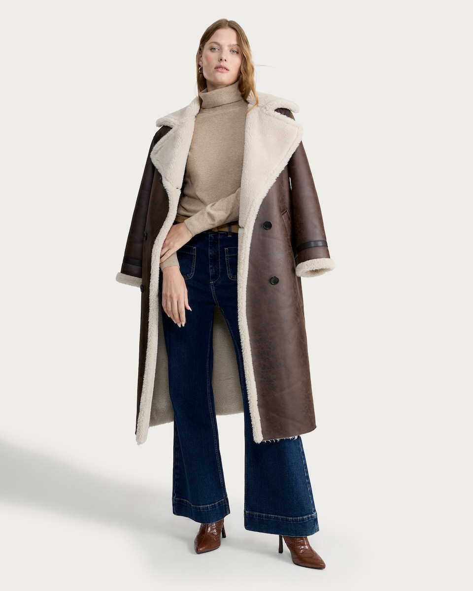 image 1 of F&F Knitted Roll Neck Jumper in Mink