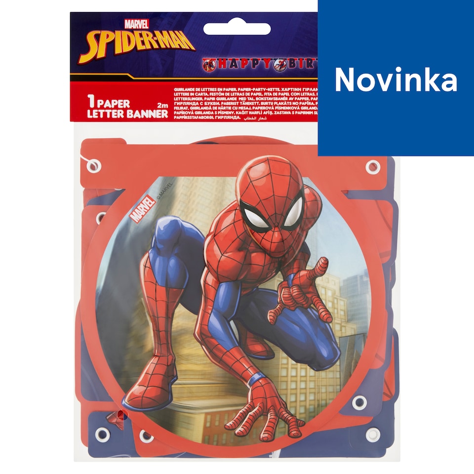 Decorata Party Marvel Spider-Man Happy Birthday papierová písmenková girlanda 2 m