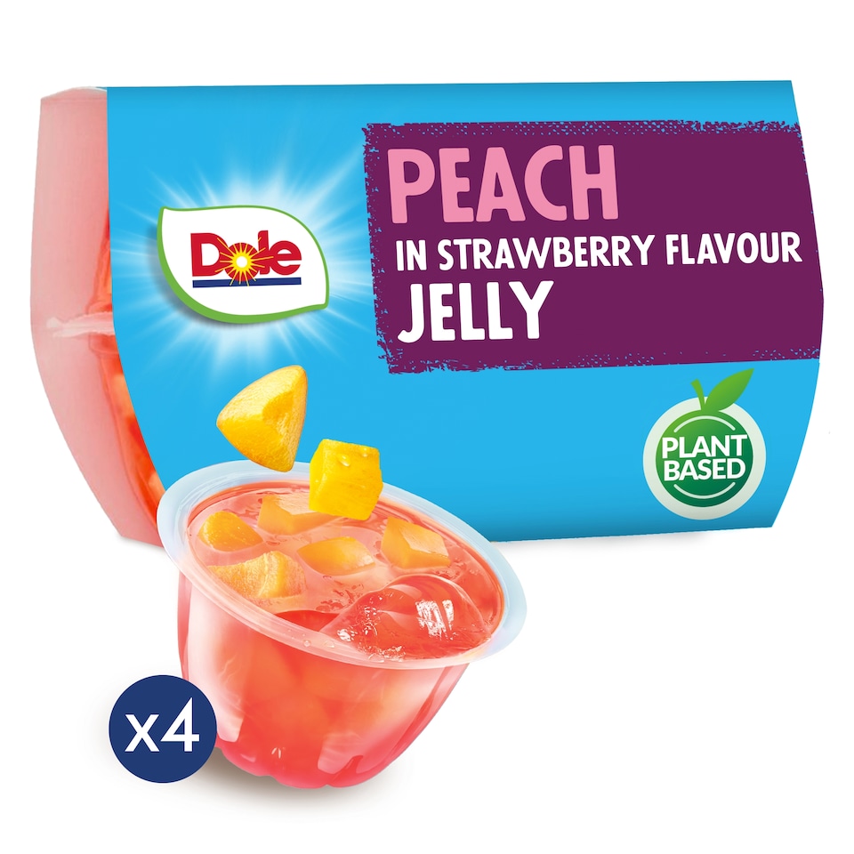 Dole Peaches In Strawberry Jelly 4X123g