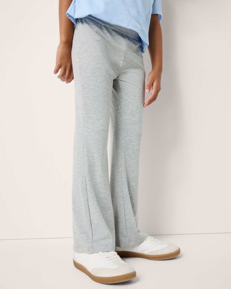 image 1 of F&F Girls Fold Over Waist Flared Leggings in Grey Marl