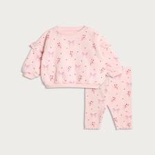 F&F Baby 2-Piece Cotton Rich Printed Sweatshirt and Leggings in Pink