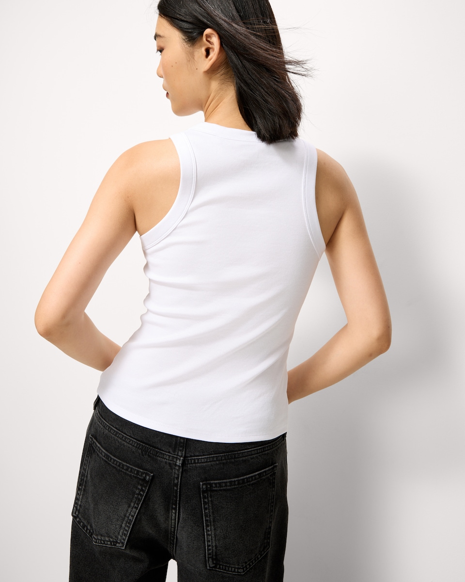 image 1 of F&F 3-Pack Cotton Rich Ribbed Racerback Vests in Multi Black