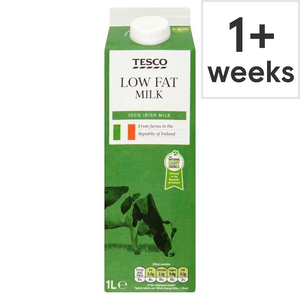 Tesco Low Fat Milk 1Ltr