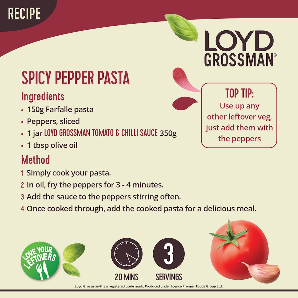 image 1 of Loyd Grossman Tomato & Chilli Pasta Sauce 350G