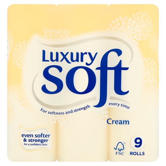 Tesco Luxury Soft 9 Roll Cream Tesco Groceries