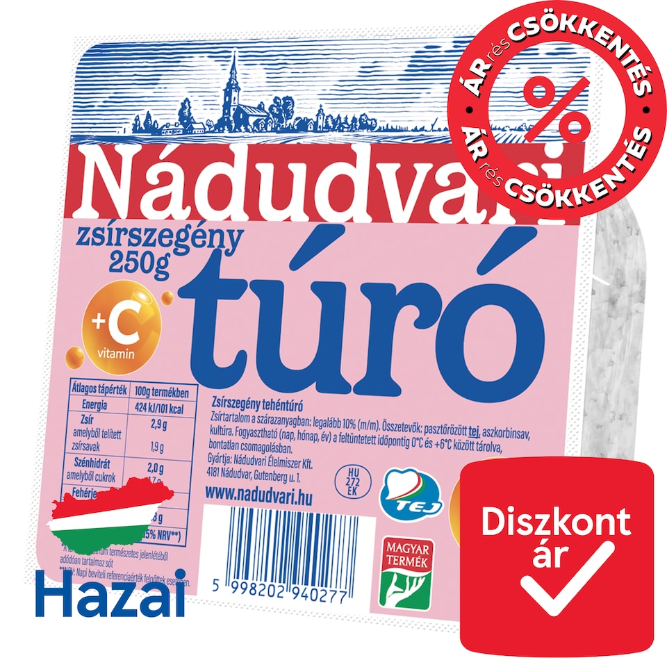Nádudvari Low-Fat Cottage Cheese 250 g