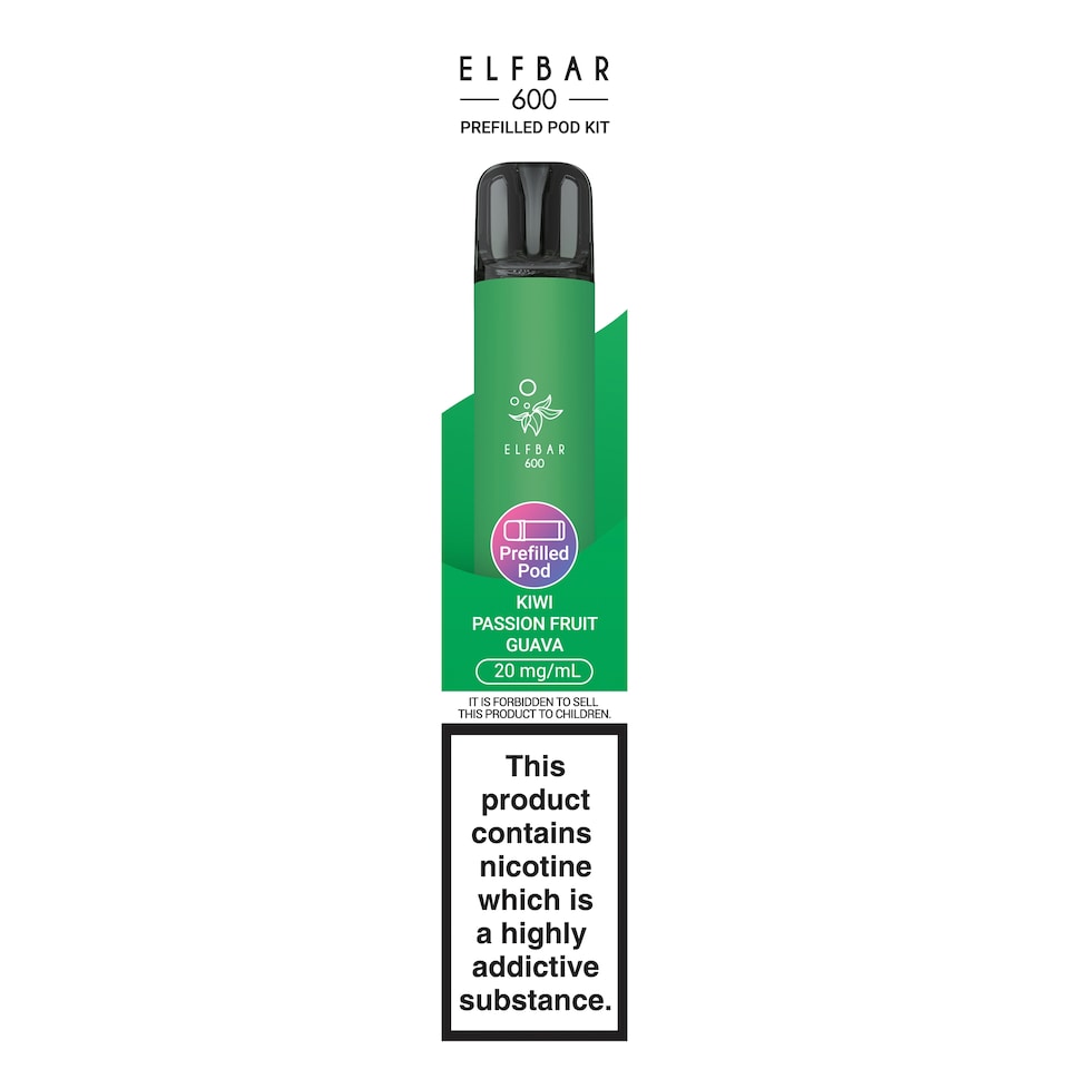 Elf Bar 600 Refillable Kit Kiwi Passionfruit Guava 20mg/ml 2ml