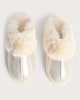 image 2 of F&F Metallic Faux Fur Trim Mule Slippers in Gold