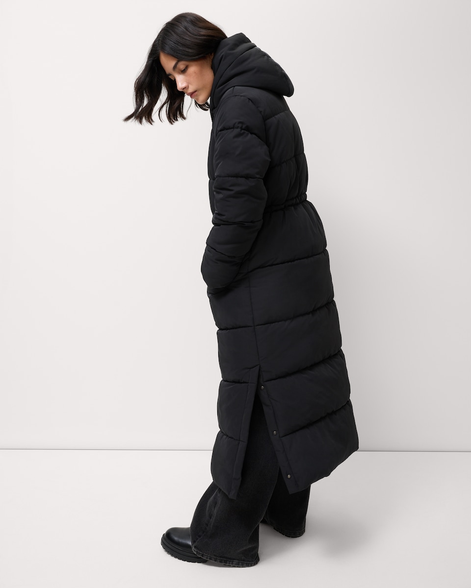 image 1 of F&F Padded Shower Resistant Longline Coat in Black