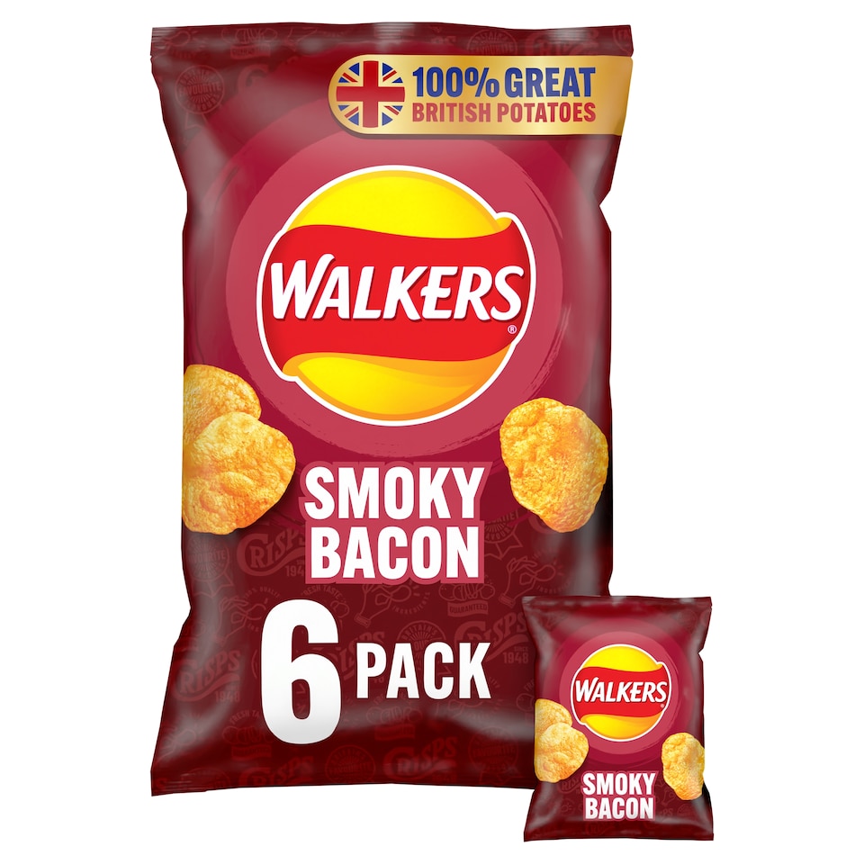 image 1 of Walkers Smokey Bacon Multipack Crisps 6 x 25g