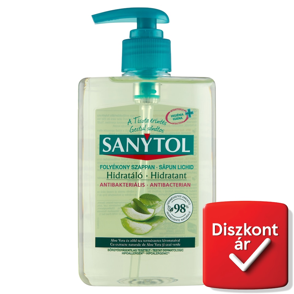 Sanytol antibakteriális hidratáló folyékony szappan aloe vera és zöld tea 250 ml