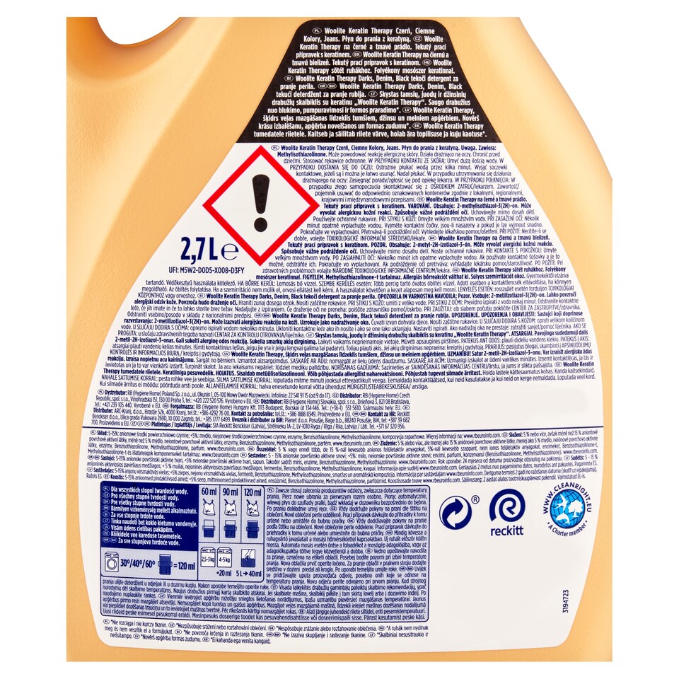 image 1 of Woolite Keratin Therapy Darks Denim Black Liquid Detergent 45 Washes 2.7L