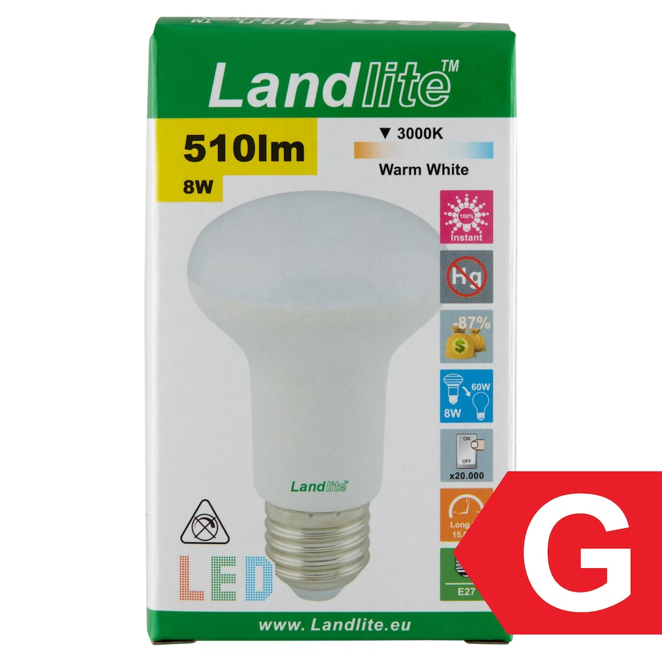 Landlite E27 510 lm 8 W K03 3000K LED izzó 1. kép