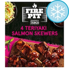 Tesco Firepit 4 Teriyaki Salmon Skewers 250g