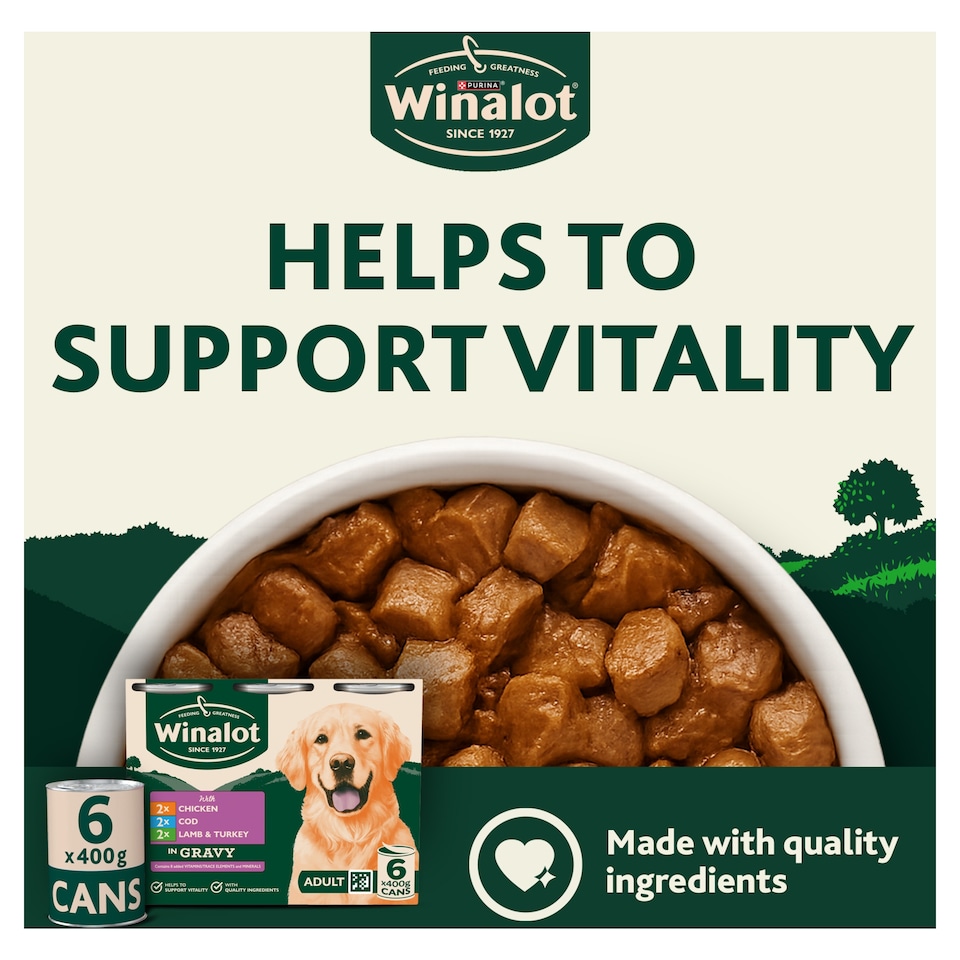 image 1 of WINALOT Meaty Chunks Mixed in Gravy Wet Dog Food 6x400g