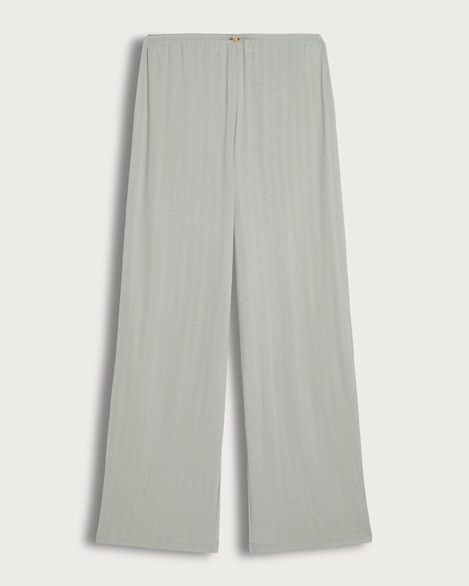 Rise by Zara McDermott Pointelle Wide Leg Loungewear Trousers in Green