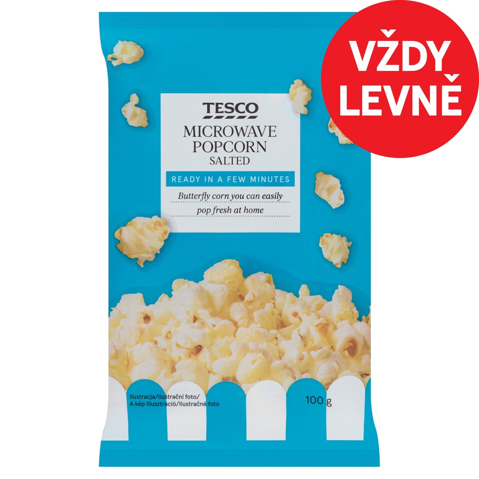 Tesco Microwave Popcorn Salted 100g
