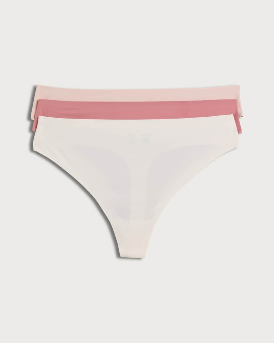 image 1 of F&F 3-Pack No VPL Thongs in Multi