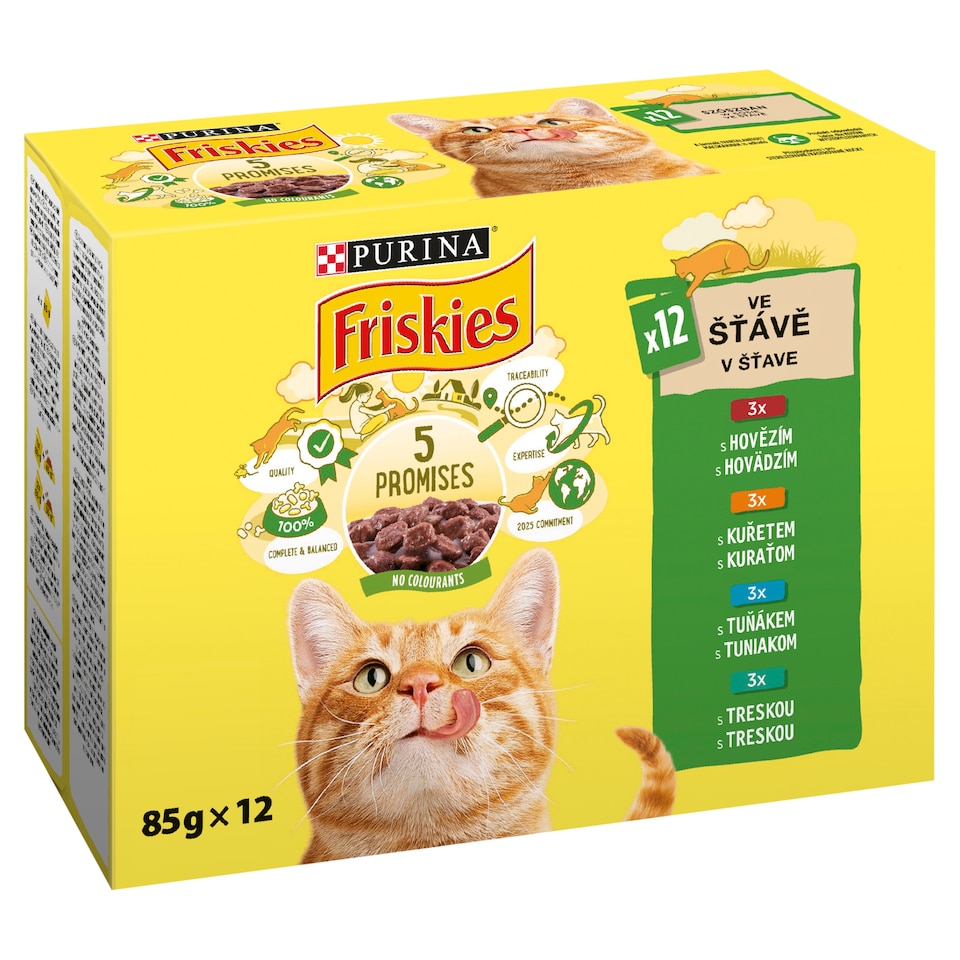 obrázok 1 z Friskies kapsičky pre mačky hovädzie, kura, tuniak, treska v šťave 12 × 85 g