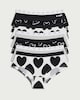 image 1 of F&F Girls 7-Pack Cotton Rich Heart Print Short Knickers in Black