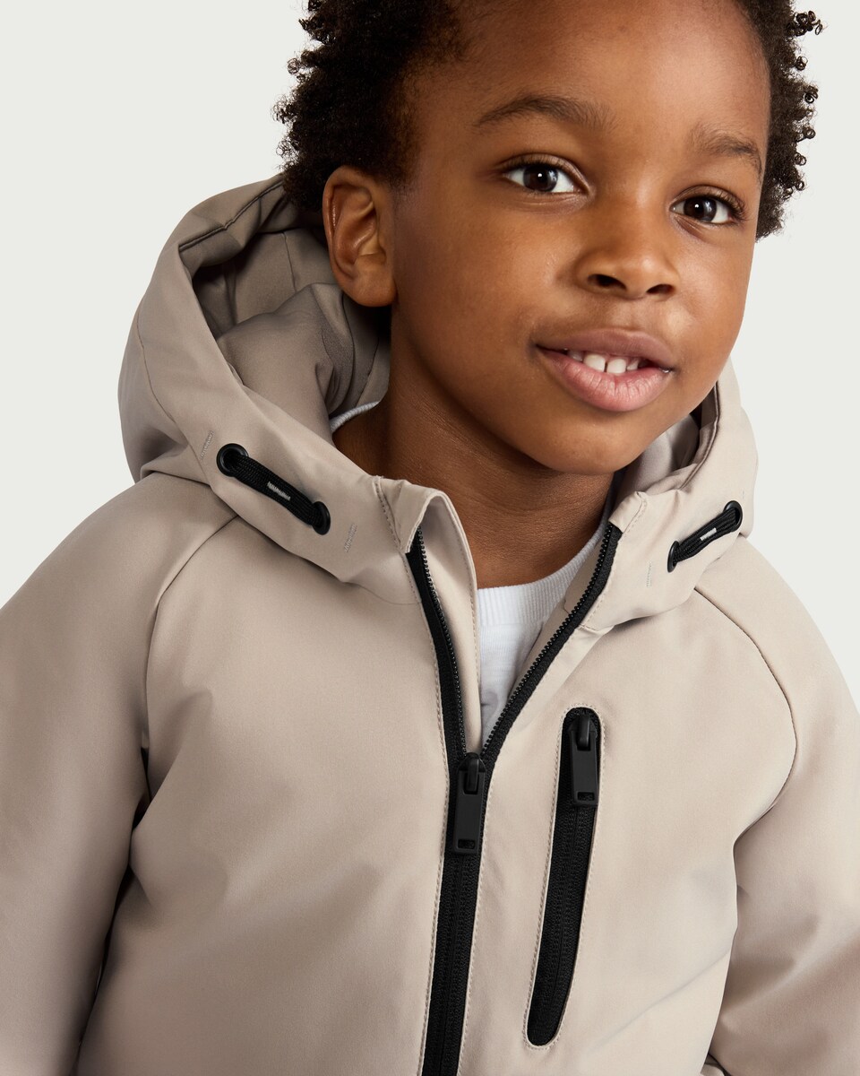 image 1 of F&F Boys Zip Up Hooded Parka in Stone