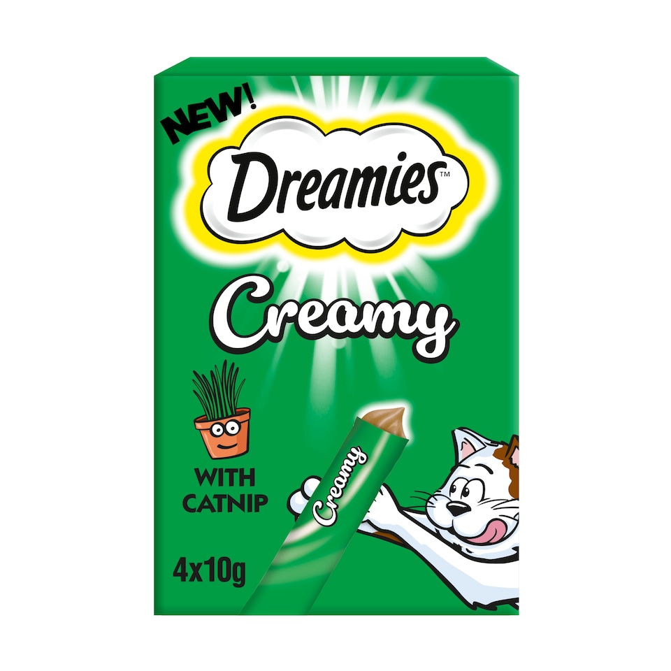 image 1 of Dreamies Creamy Cat Treats with Catnip 4 x 10g