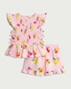 image 4 of F&F Girls 2-Piece Pure Cotton Fruit Print Top and Short Set in Pink