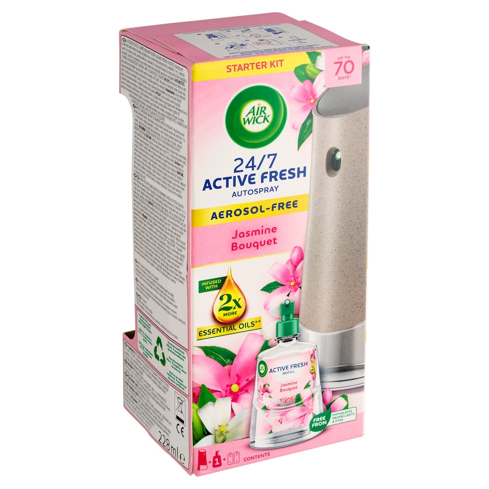 image 1 of Air Wick Active Fresh Automatic Diffuser and Water-Based Refill Jasmine Bouquet 228ml