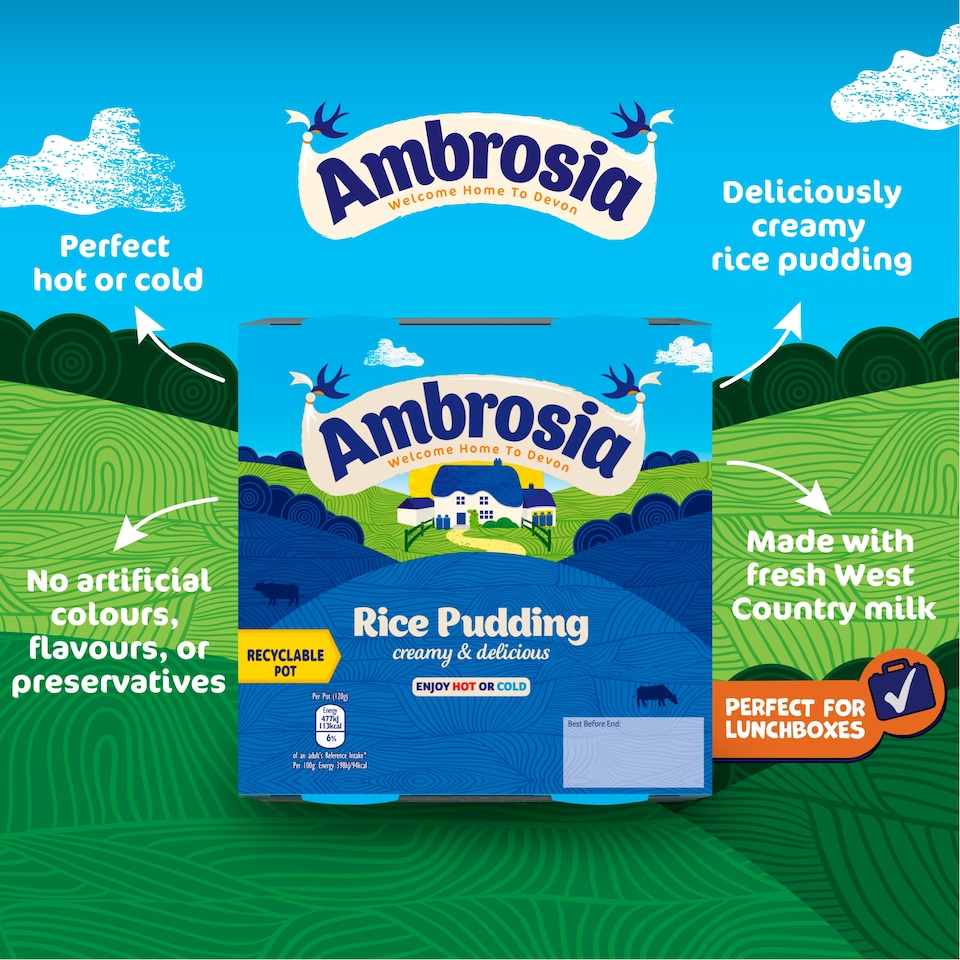 image 1 of Ambrosia Ready To Eat Creamed Rice Pudding 4 X 120G