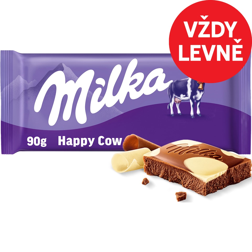 Milka čokoláda Happy Cow mléčná a bílá 90g