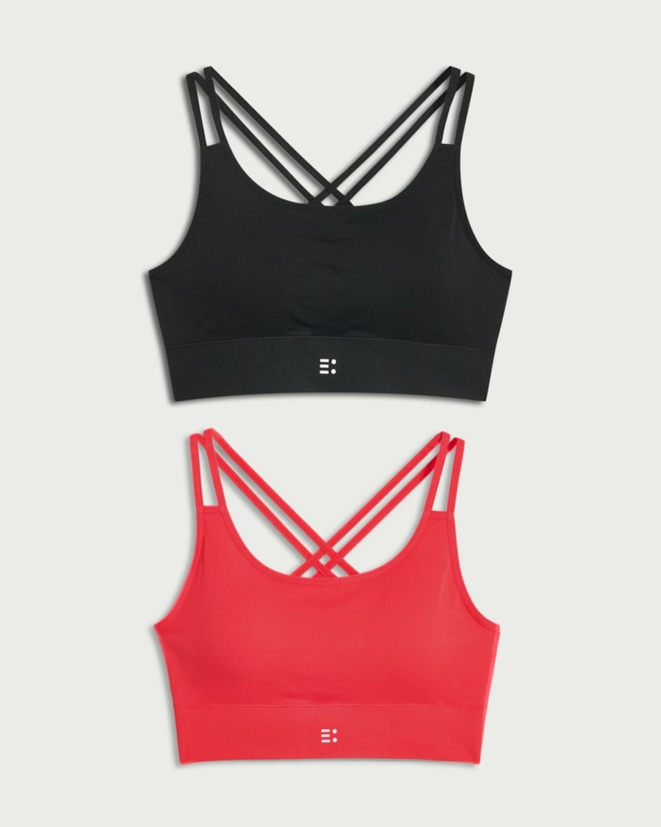 image 1 of F&F Active 2-Pack Strappy Light Support Sports Bras in Multi