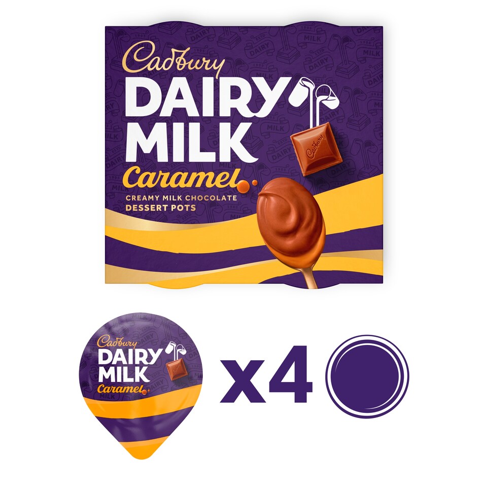 image 1 of Cadbury Dairy Milk Pots Of Joy Caramel Chocolate Dessert 4 X 60G