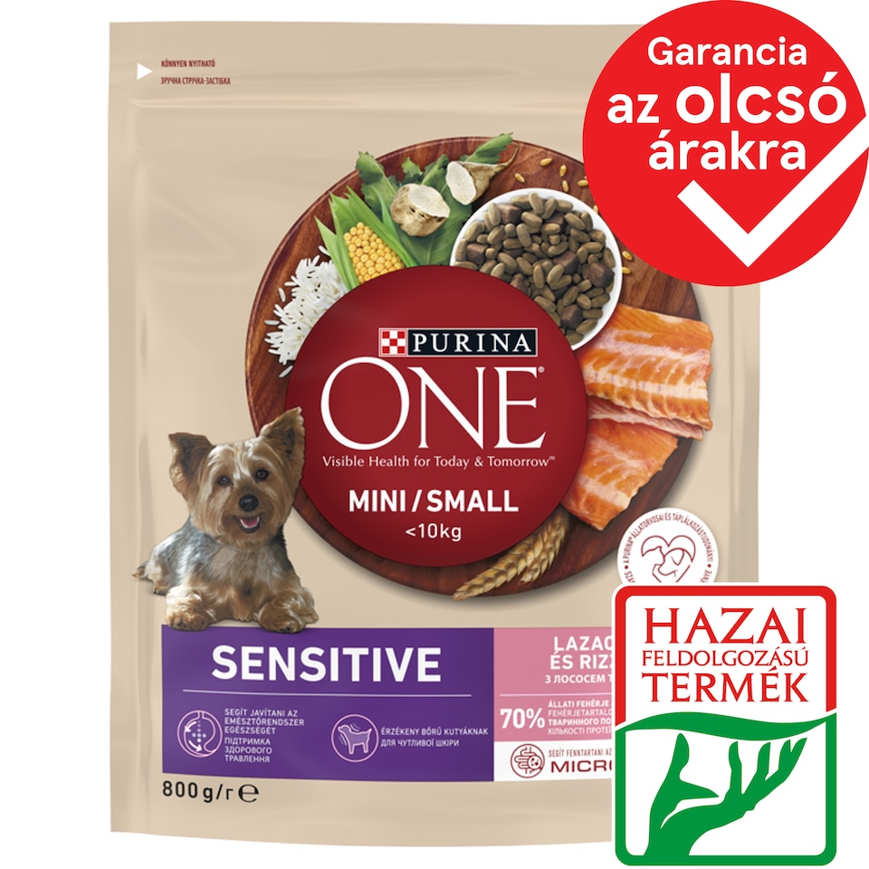 Purina One Mini Sensitive Complete Pet Food for Adult Dogs with Salmon and Rice 800 g